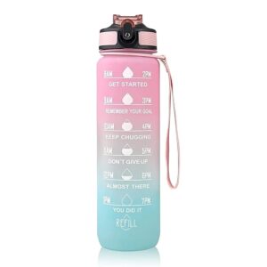 1 litre Motivational Fitness Sport Water Bottle with Straw & Time Maker