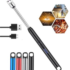 Gas Lighter for Kitchen use c-Type Rechargeable Electric lighters for Kitchen Cooking Gas Stove Candles BBQ Pooja, 360° Flexible Neck Arc USB Plasma Lighter Windproof - 400 Uses in Single Charge